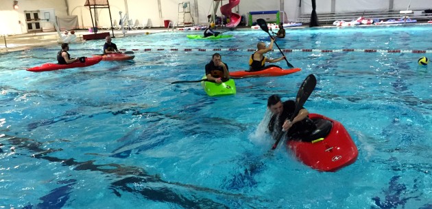 kayakers at local pool session