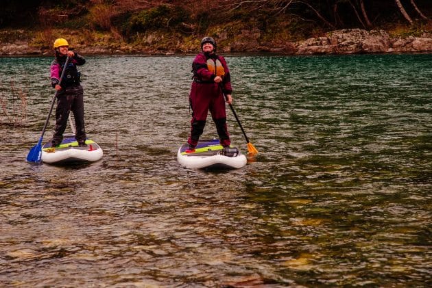 Stand up paddle board on the river